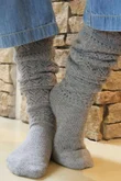 Pointelle Knit Slouch Socks Grey /30=